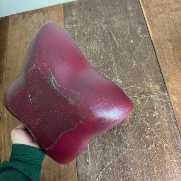 Vintage solid wood clover shamrock painted dark red serving decorative bowl - Picture 2 of 6